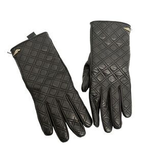 Diane von Furstenberg Women's Leather Gloves - Black Elegant Winter Accessories‎